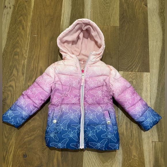 Toddler Girls Ombré Butterfly Puffer Jacket - Picture 1 of 5